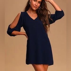 Lulu’s Navy Shift Dress Long Sleeve